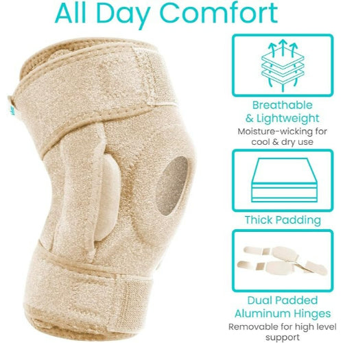 Vive Health Hinged Knee Brace, Beige