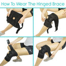 Vive Health Hinged Knee Brace , Removable Splints, Adjustable Open Patella, Medium Black