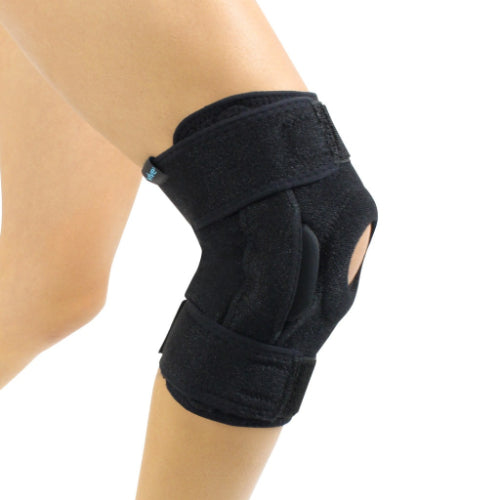 Vive Health Hinged Knee Brace, Removable Splints, Open Patella, L/R, Black