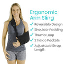 Vive Health Arm Sling with Mesh Pockets, Reversible, Padded, Thumb Loop