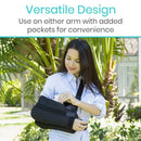 Vive Health Shoulder Abduction Sling with Mesh Pockets, Left/Right, Black