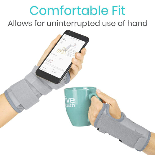 Vive Health Reversible Wrist Brace, 3 Splints, Gray