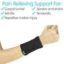 Vive Health Compression Wrist Sleeves, Large Black, Supports Pain and Swelling Relief