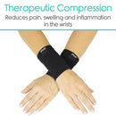 Vive Health Compression Wrist Support Sleeves, Medium, Black for Pain and Swelling Relief