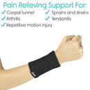 Vive Health Compression Wrist Support Sleeves, Small, Black for Pain and Swelling Relief