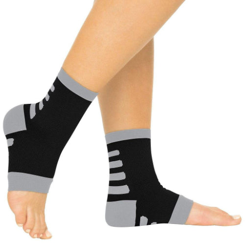 Vive Health Ankle Compression Socks, Small, Black With Gray