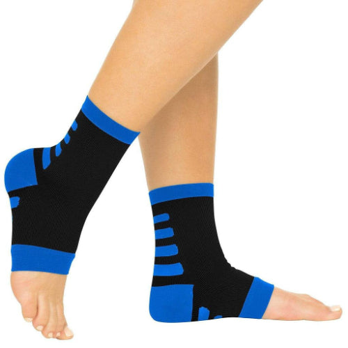 Vive Health Ankle Compression Socks, Medium, Black With Blue