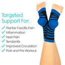 Vive Health Ankle Compression Socks for Swelling and Arch Support, Small, Black with Blue