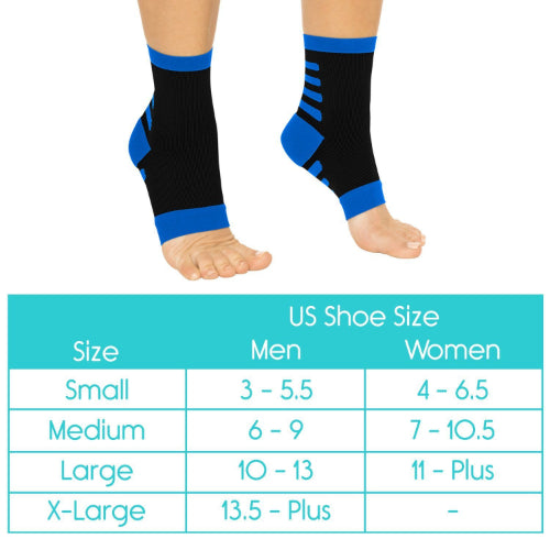 Vive Health Ankle Compression Socks, Small, Black With Blue