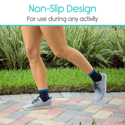 Vive Health Ankle Compression Socks, X-Large, Blue With Black