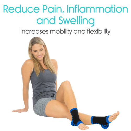 Vive Health Ankle Compression Socks, X-Large, Blue With Black