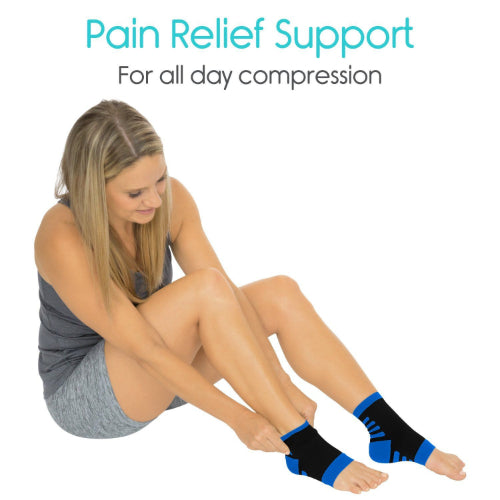 Vive Health Ankle Compression Socks, X-Large, Blue With Black