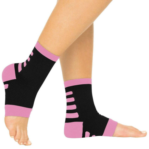 Vive Health Ankle Compression Socks, Medium, Black With Pink