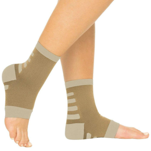 Vive Health Ankle Compression Socks Small, Beige With Tan