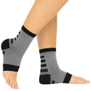 Vive Health Ankle Compression Socks, X-Large, Gray/Black Ribbed, non-slip support for plantar fasciitis relief, Moovkart