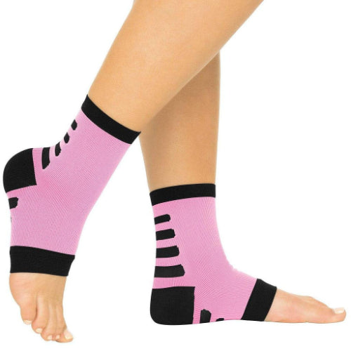 Vive Health Ankle Compression Socks, Large, Pink With Black