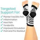 Vive Health Ankle Compression Socks, White with Black for Plantar Fasciitis, Heel and Arch Support, Large