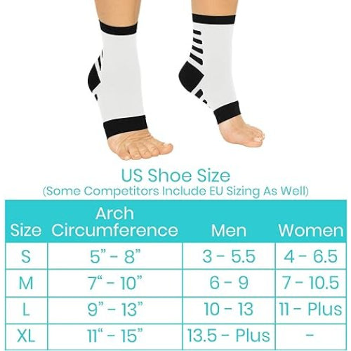 Vive Health Ankle Compression Socks, Large, White with Black