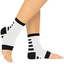 Vive Health Ankle Compression Socks, White with Black for Plantar Fasciitis, Heel and Arch Support, Medium