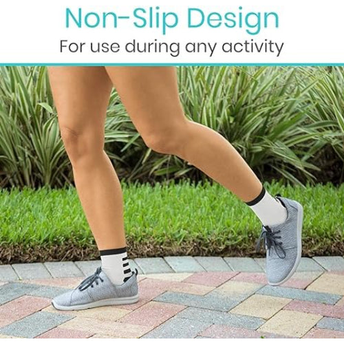 Vive Health Ankle Compression Socks, Medium, White with Black