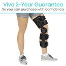 Vive Health Hinged ROM Knee Brace, Adjustable Aluminum Post-Op Support, 18 – 23.5 Inches, Black