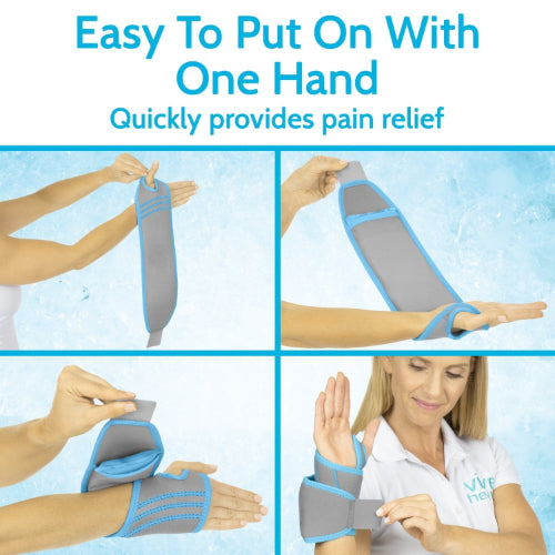 Vive Health Wrist Ice Wrap, Hot/Cold Gel Pack, Reversible, Gray