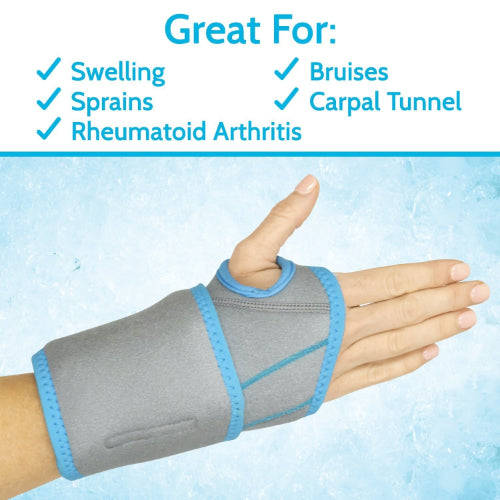 Vive Health Wrist Ice Wrap, Hot/Cold Gel Pack, Reversible, Gray