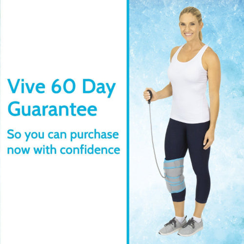 Vive Health Compression Knee Ice Wrap With Pump, 3 Hot/Cold Gel Packs, Reversible, Up To 21"