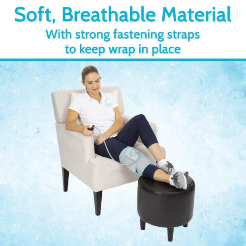 Vive Health Compression Knee Ice Wrap With Pump, 3 Hot/Cold Gel Packs, Reversible, Up To 21"
