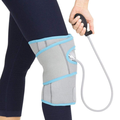 Vive Health Compression Knee Ice Wrap With Pump, 3 Hot/Cold Gel Packs, Reversible, Up To 21"
