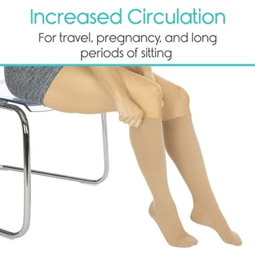 Vive Health Knit Compression Stocking, Large, Beige