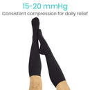Vive Health Knee High Compression Stockings 15 - 20 mmHg With Nonslip Knit Cuff, Small Black