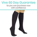 Vive Health Knee High Compression Stockings 15 - 20 mmHg With Nonslip Knit Cuff, Small Black