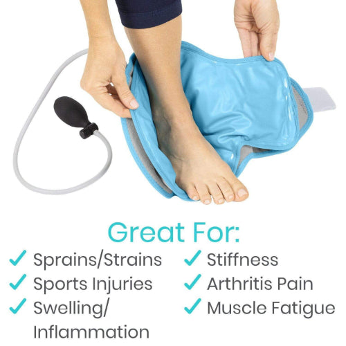 Vive Health Compression Ankle Ice Warp with pump, Hot or Cold Gel Pack