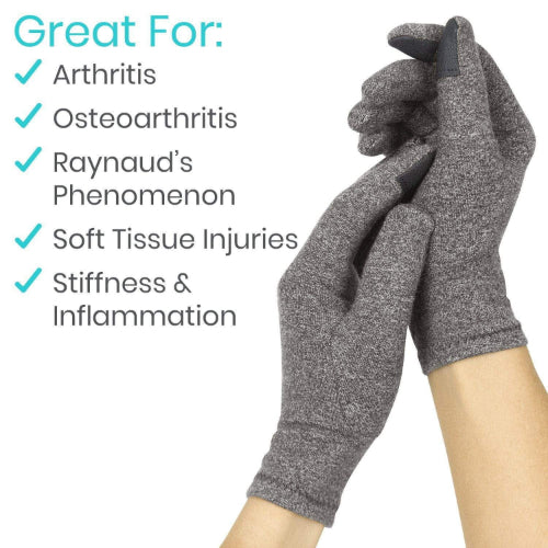 Vive Health Full Finger Arthritis Gloves, X Large Gray