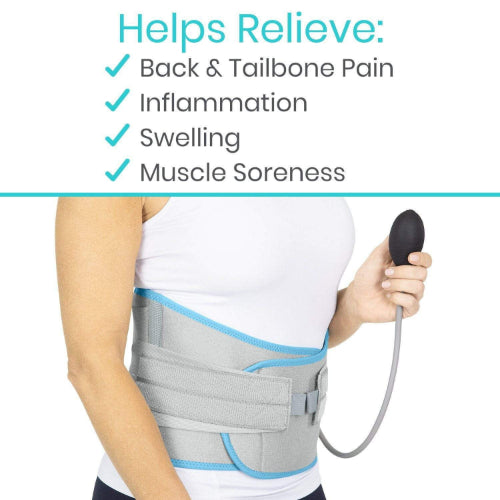 Vive Health Compression Back Ice Wrap With Pump, Dual Straps, 3 Splints