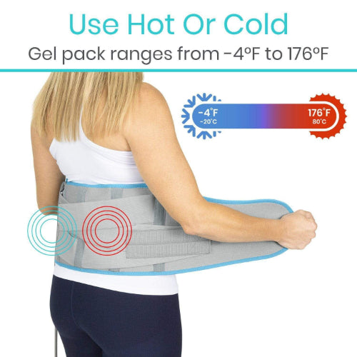 Vive Health Compression Back Ice Wrap With Pump, Dual Straps, 3 Splints