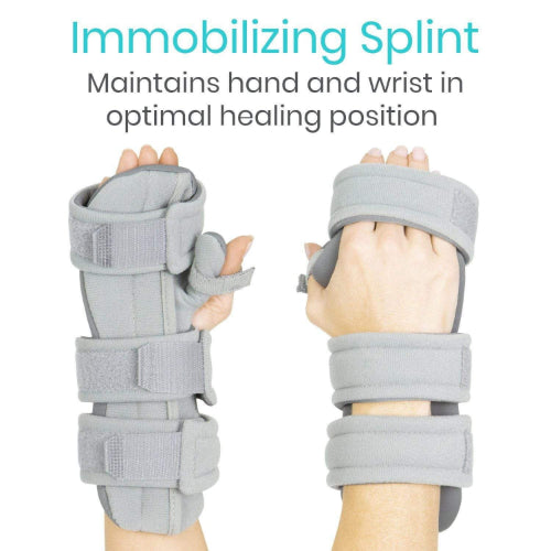 Vive Health Hand & Wrist Immobilizer, Neutral, Lining, Thumb Loop, Medium, Right, Gray