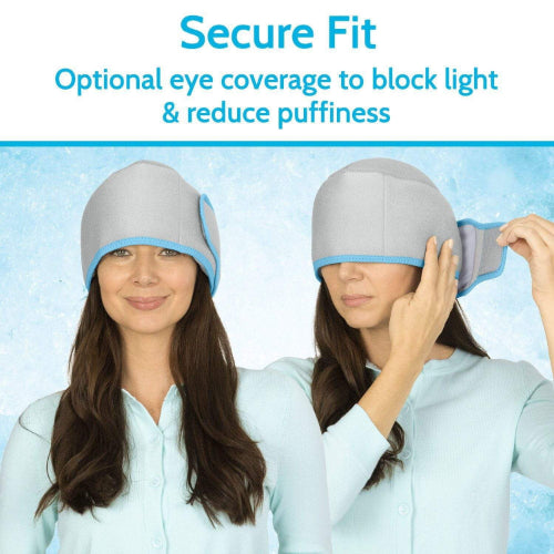 Vive Health Full Head Ice Wrap, 4 Hot/Cold Gel Packs, Secure Tab, Up To 30"