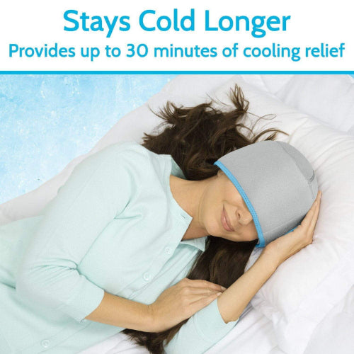 Vive Health Full Head Ice Wrap, 4 Hot/Cold Gel Packs, Secure Tab, Up To 30"
