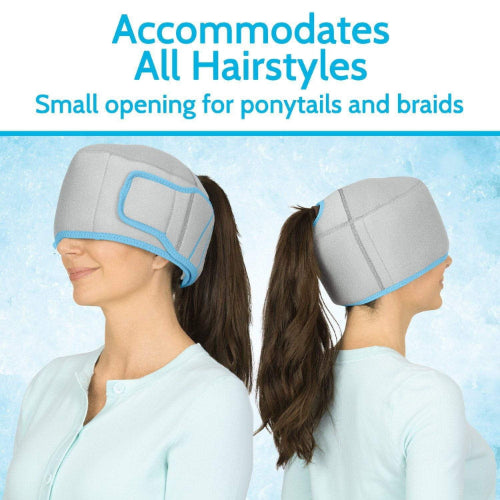 Vive Health Full Head Ice Wrap, 4 Hot/Cold Gel Packs, Secure Tab, Up To 30"