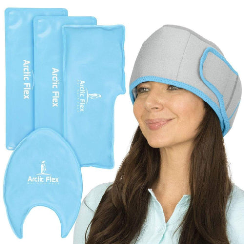 Vive Health Full Head Ice Wrap, 4 Hot/Cold Gel Packs, Secure Tab, Up To 30"