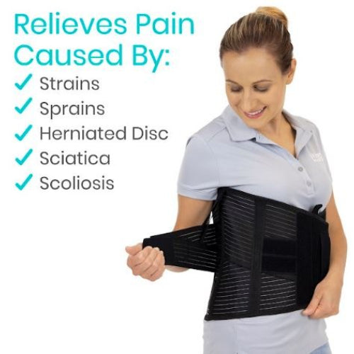 Vive Health Cross Support Back Brace, 6 Flexi-Splints, Removable Lumbar Pad, Pull Tabs, Medium, 38” To 48” Waist