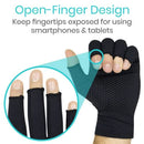 Vive Health Copper Arthritis Gloves, Open Finger Design, Compression Fit, Large Black