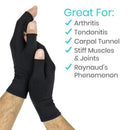Vive Health Copper Arthritis Gloves, Open Finger Design, Compression Fit, Medium Black
