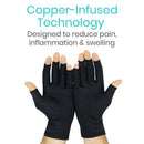 Vive Health Copper Arthritis Gloves, Open Finger Design, Compression Fit, Medium Black