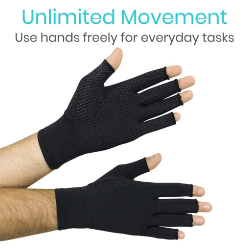 Vive Health Copper Arthritis Gloves, Open Finger, Black, Small