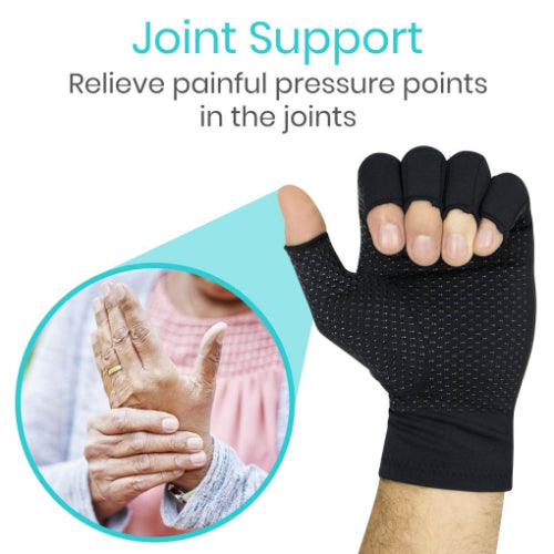 Vive Health Copper Arthritis Gloves, Open Finger, Black, X-Large