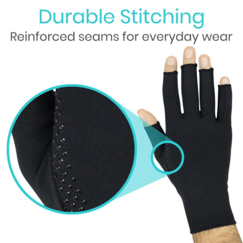 Vive Health Copper Arthritis Gloves, Open Finger, Black, X-Large