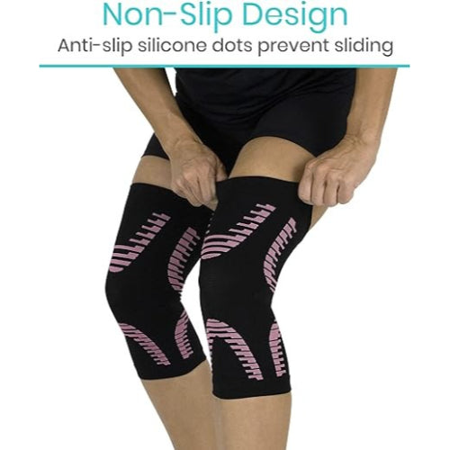 Vive Health Knee Sleeves, Black and Pink, Large